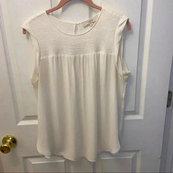 Loft pullover sheer tank top- cream women’s sz lg - Picture 1 of 4